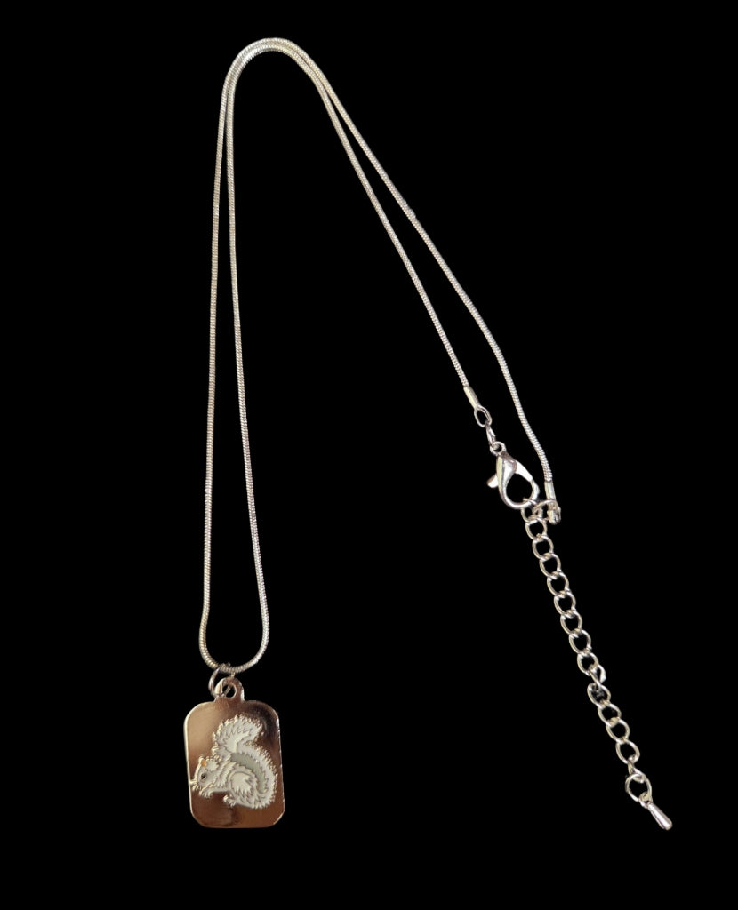 Jewelry - Necklace - with white squirrel pendant enameled design with Brevard, NC