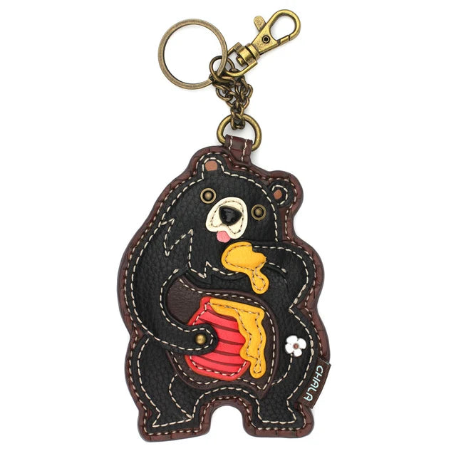 Purse Charm - Chala - Key Chain Zipper Back in Sasquatch, Sunflower, Honey Bee, Piano, Hummingbird, Cardinal, Bicycle and Cross