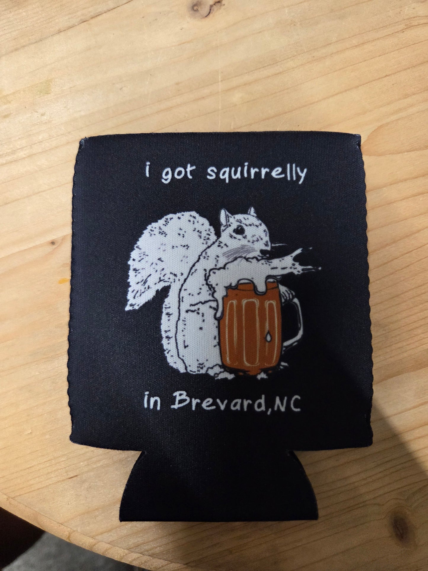 Koozie - Collapsible Neoprene Beverage Can Koozie with White Squirrel Design