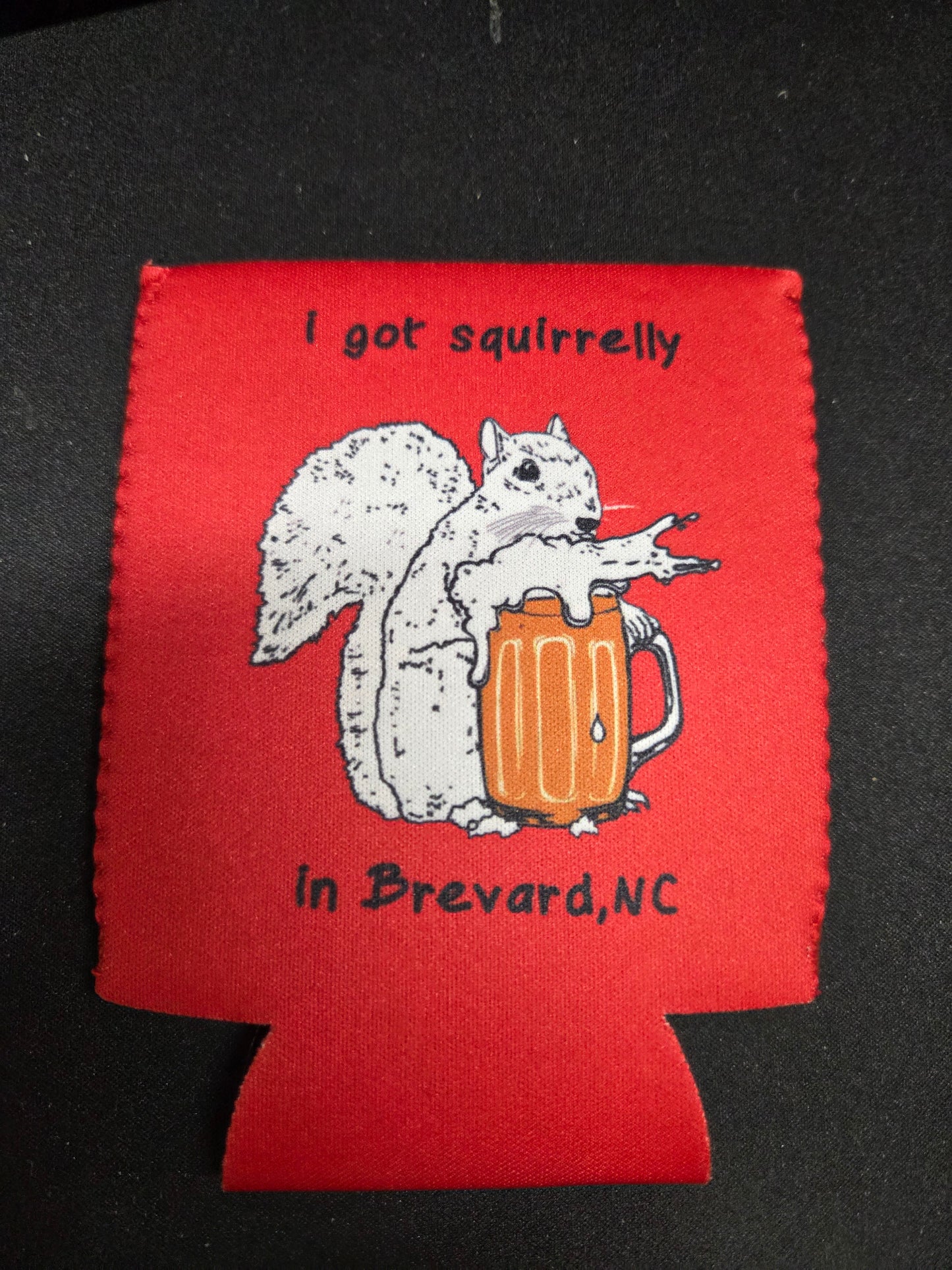 Koozie - Collapsible Neoprene Beverage Can Koozie with White Squirrel Design