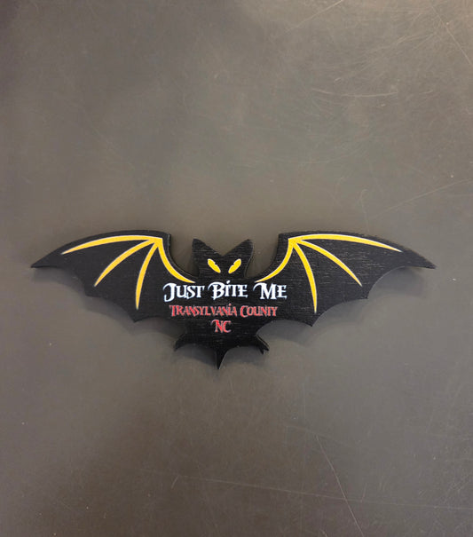 Magnet - Laser - Bat with Just Bite Me, Transylvania County, NC