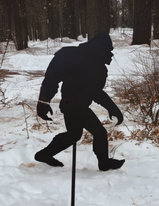 Metal Garden Art - Black Sasquatch Garden Stake - 9" high x 5-1/2" wide