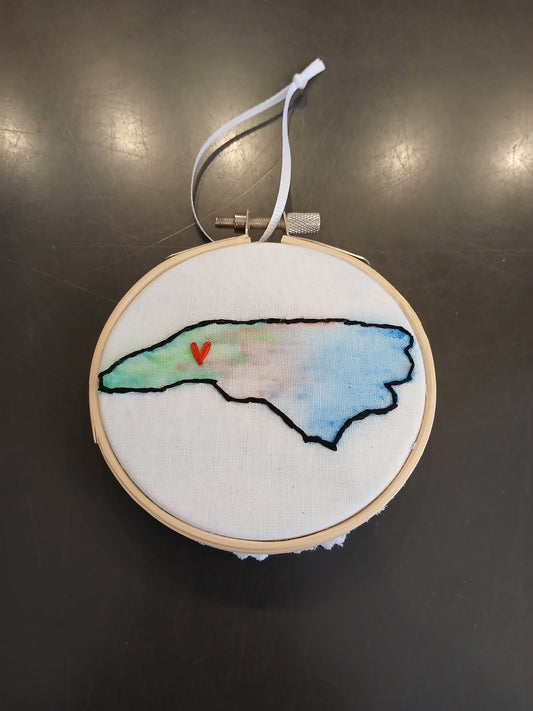 Ornament - Fabric - NC Heart in Hoop - Local Made