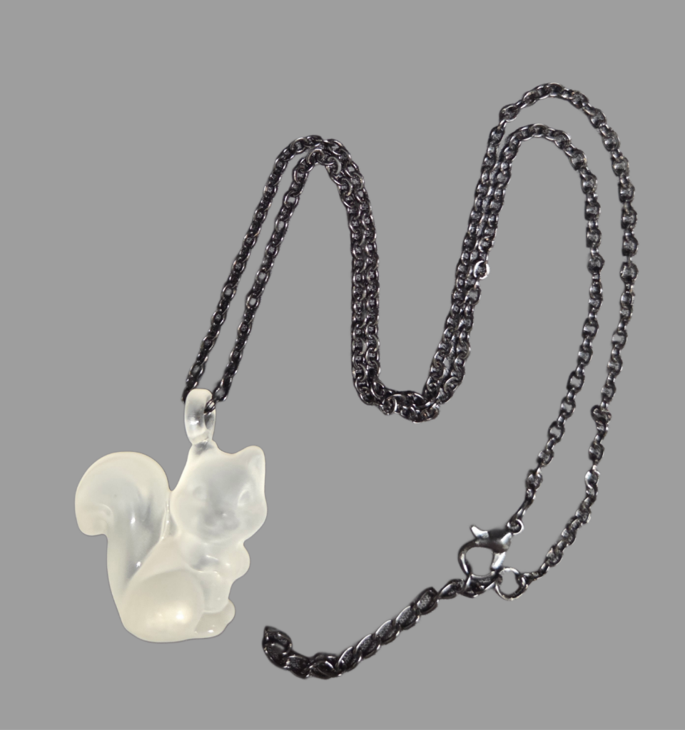 Jewelry - Earrings - Necklace - Set - Glass Frosted White Squirrels