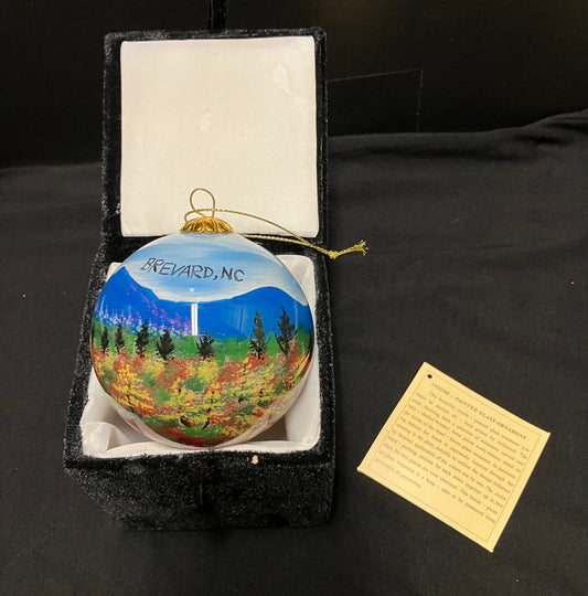 Ornament - Inside - Painted Glass - Mountains, Trees, Brevard, NC