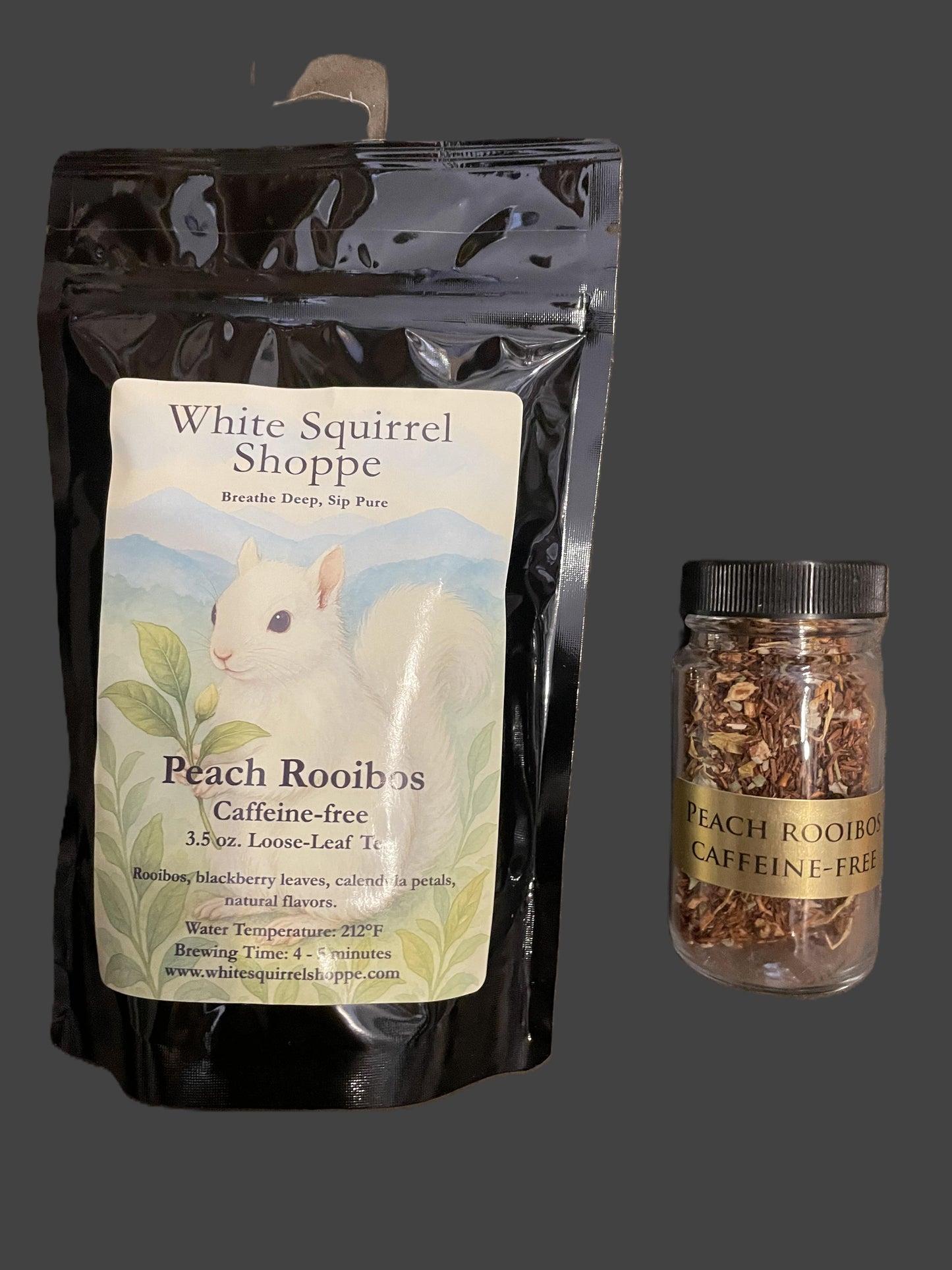 Peach Rooibos Caffeine Free Loose Leaf Tea in bag 