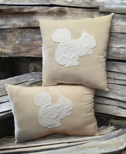 Pillows - White Squirrel Throw Pillows for Couch, Bed, Rental Units 16 inches by 16 inches and 20 inches by 13 inches