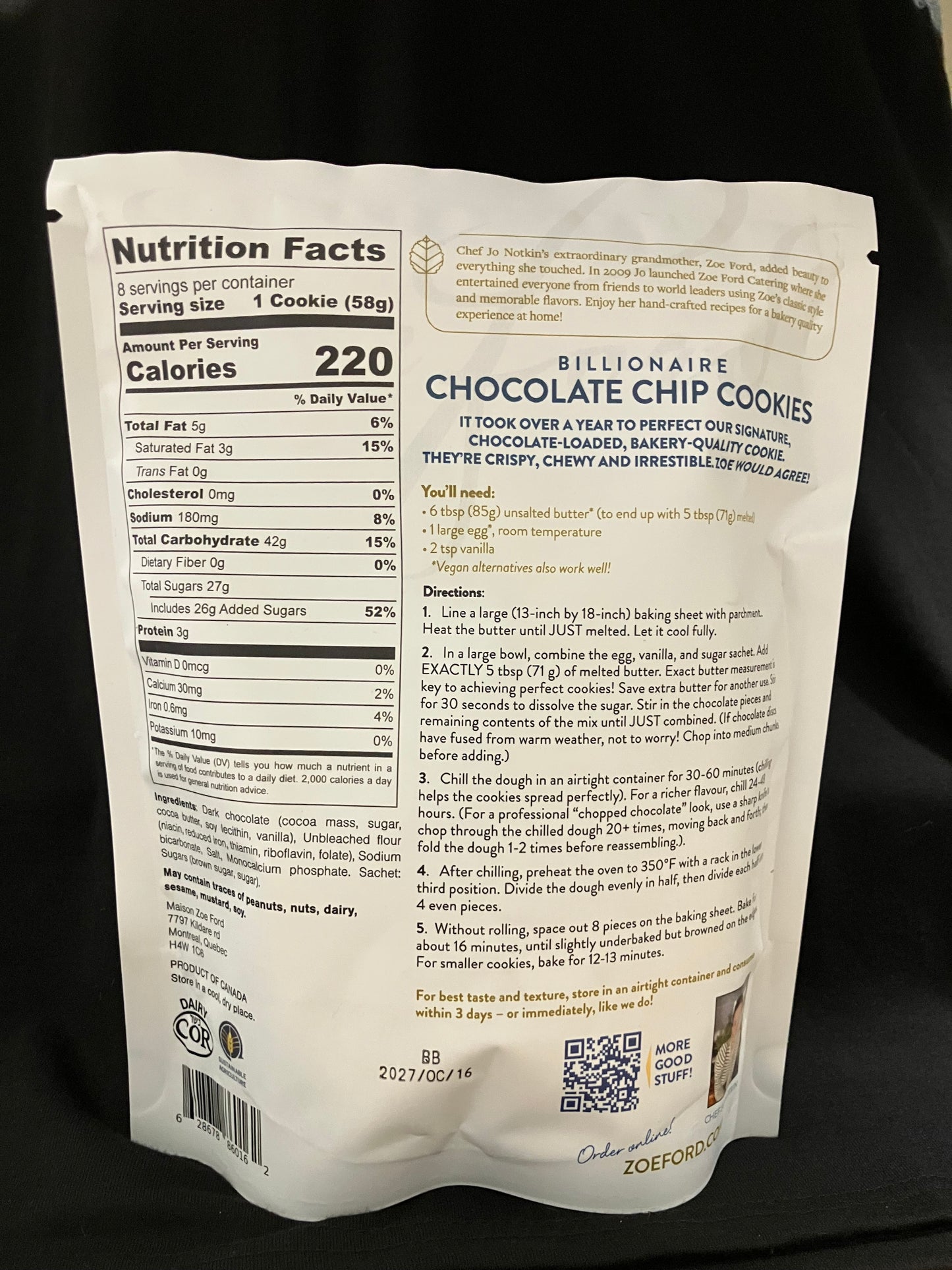 Provisions - Billionaire Chocolate Chip Cookie Mix - Maison Zoe Ford