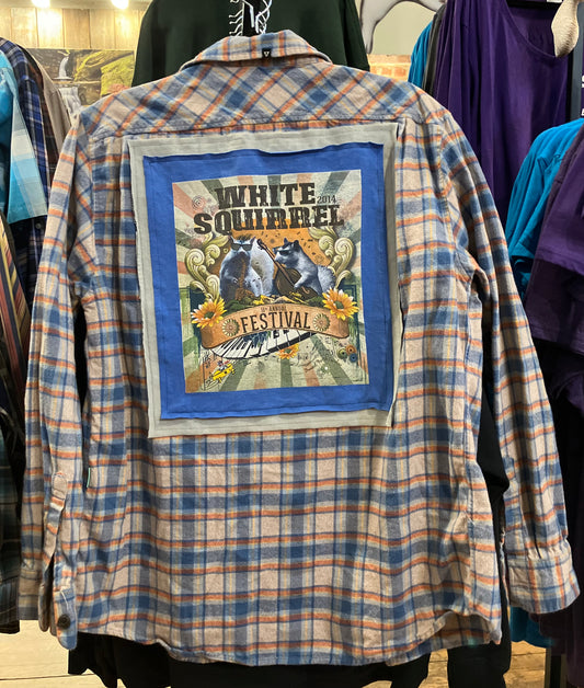 Shirt - Vintage Flannel Shirt with White Squirrel Panel on Back