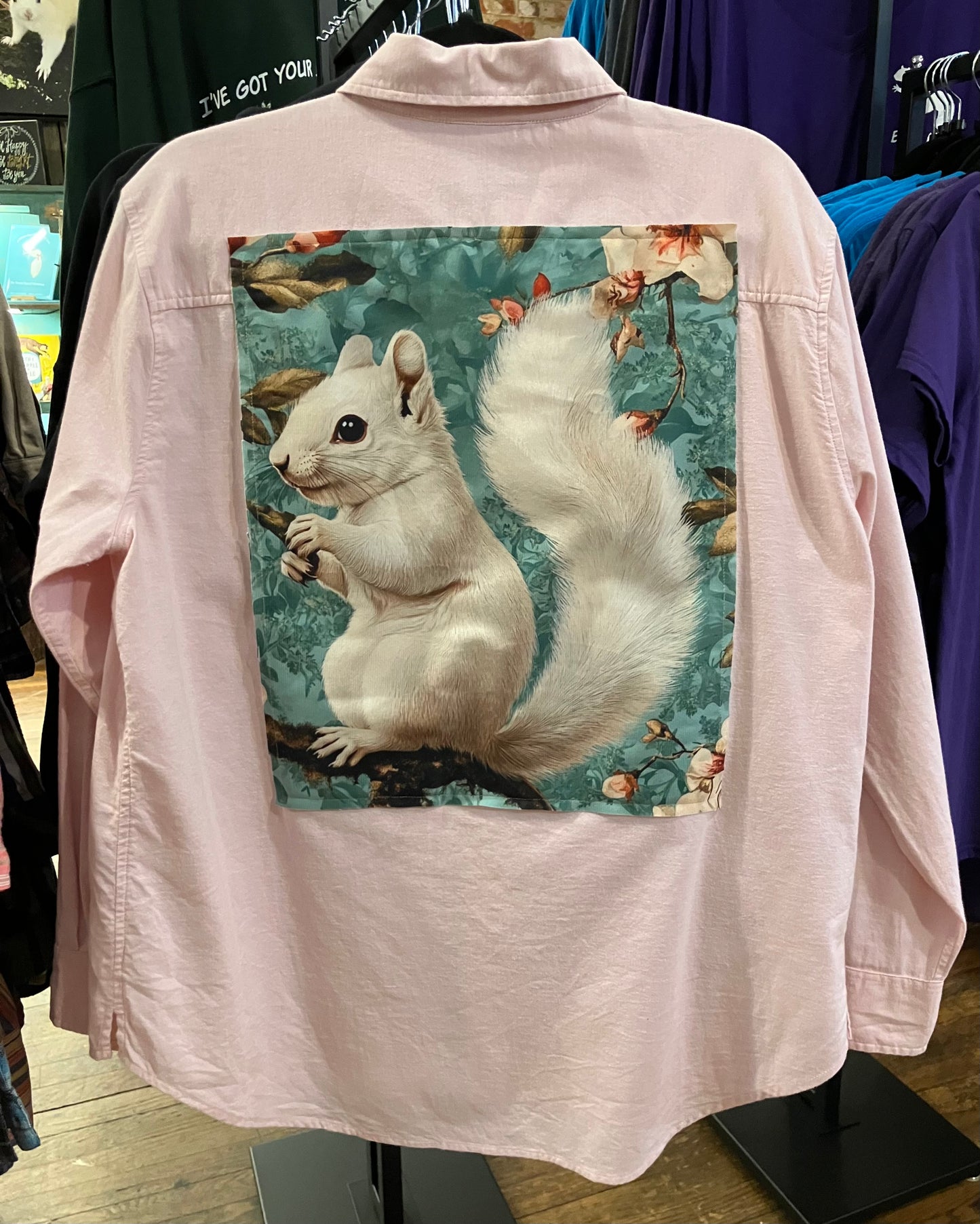 Shirt - Vintage Shirt with White Squirrel Spring Panel on Back