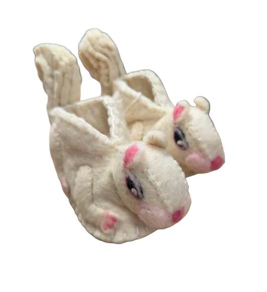 Slippers Hand Made White Squirrel Booties For Babies and Toddlers