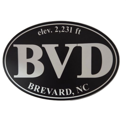 Decal/Sticker - BVD, NC - Elev. 2,231 feet - Large Black Oval
