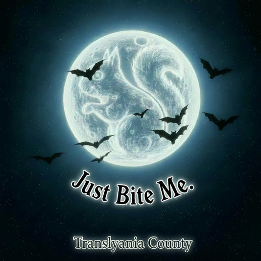 Sticker - White Squirrel Moon Just Bite Me with Bats 3"