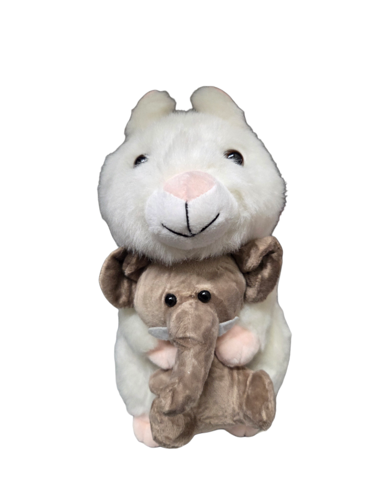 Stuffed Large White Squirrel Plush Toy with Pink Nose & Buddy Baby - 8 Inch Plushie Animal