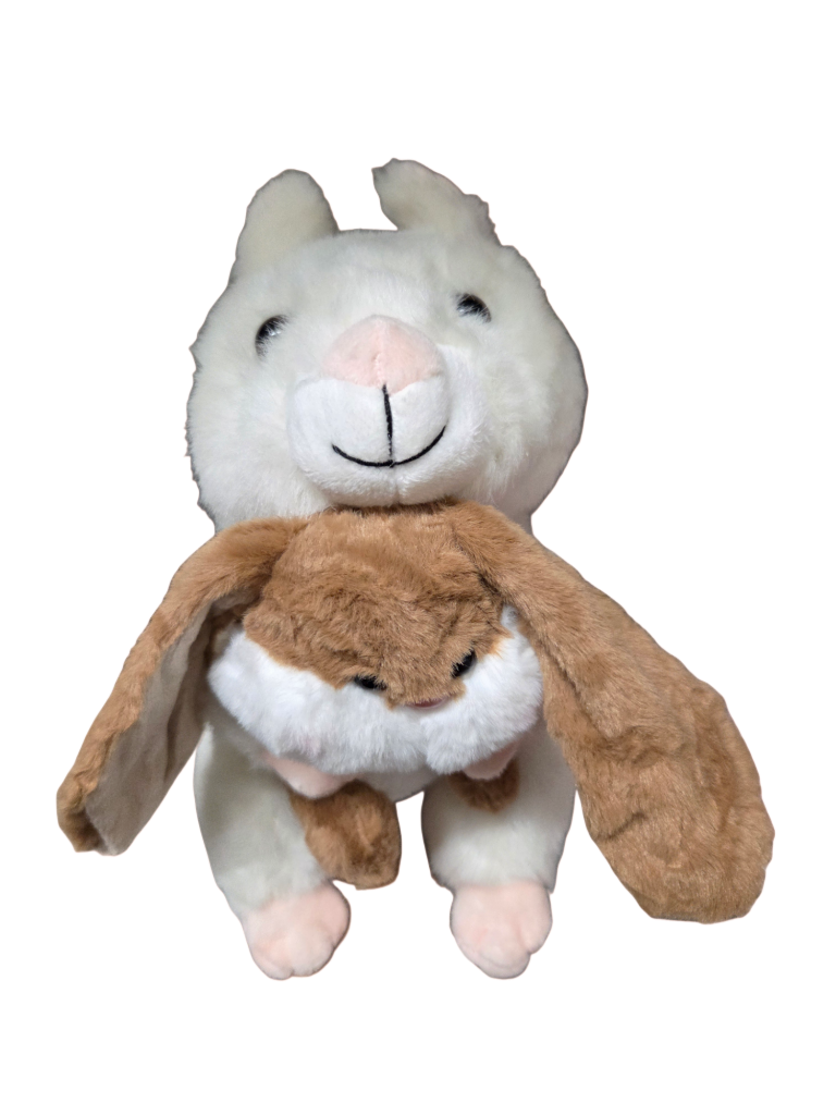 Stuffed Large White Squirrel Plush Toy with Pink Nose & Buddy Baby - 8 Inch Plushie Animal