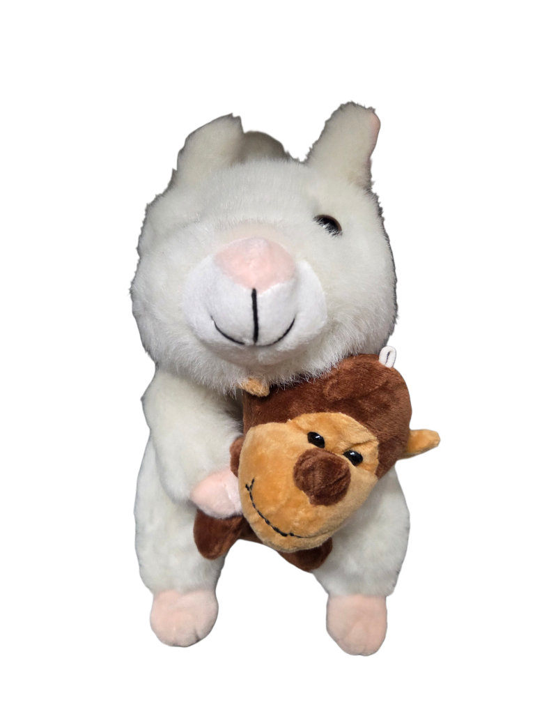 Stuffed Large White Squirrel Plush Toy with Pink Nose & Buddy Baby - 8 Inch Plushie Animal