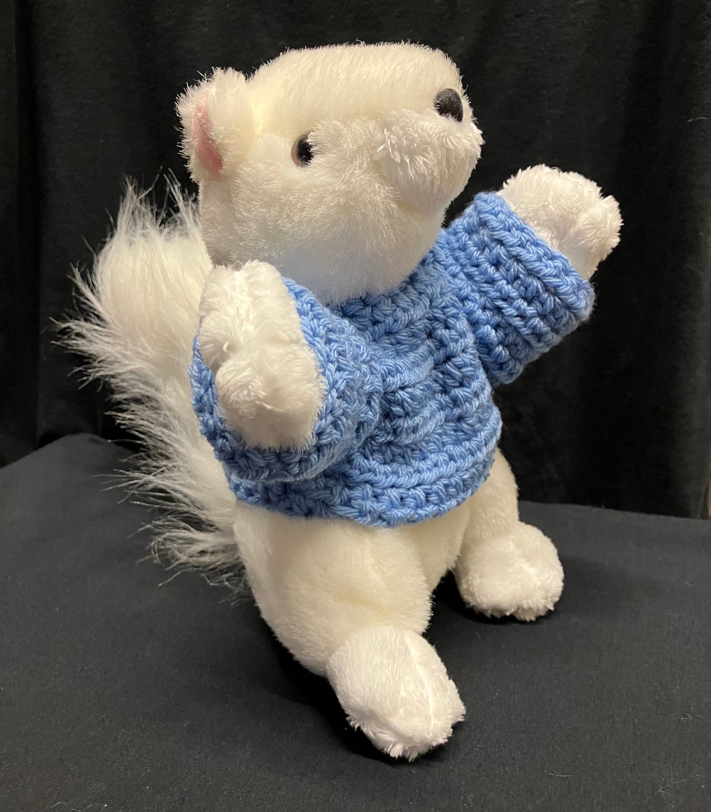 Stuffed Animal - Large Plush White Squirrel with Black Nose Wearing a Sweater