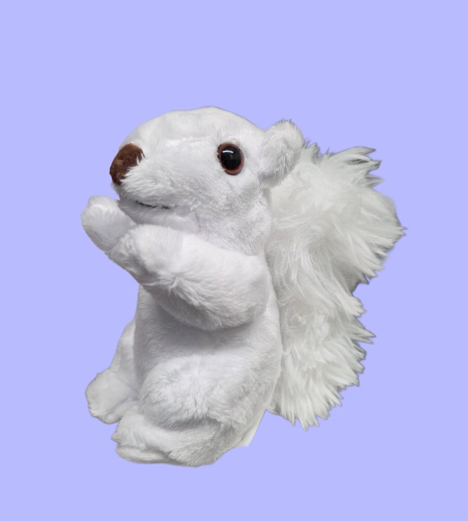 White plush squirrel toy with brown nose medium size