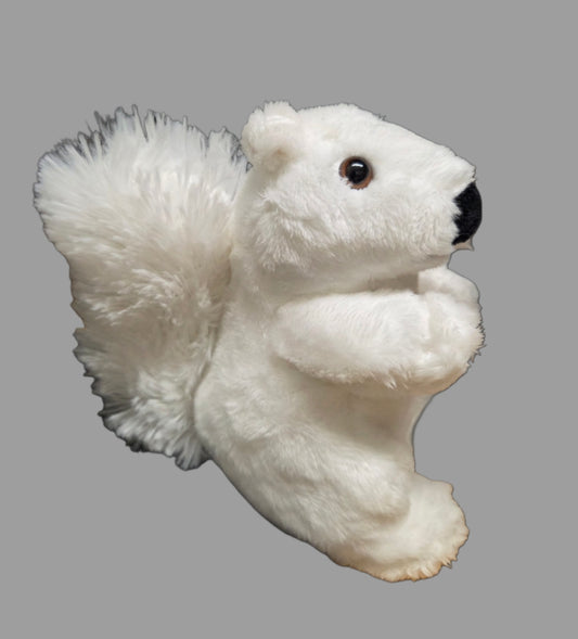 Stuffed Animal - White Squirrel with Black Nose - Medium Size