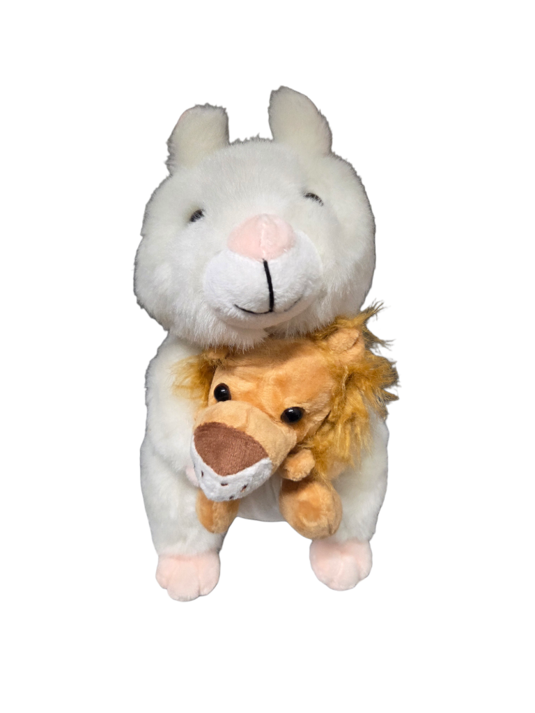 Stuffed Large White Squirrel Plush Toy with Pink Nose & Buddy Baby - 8 Inch Plushie Animal