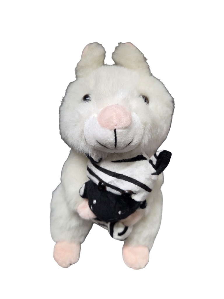 Stuffed Large White Squirrel Plush Toy with Pink Nose & Buddy Baby - 8 Inch Plushie Animal