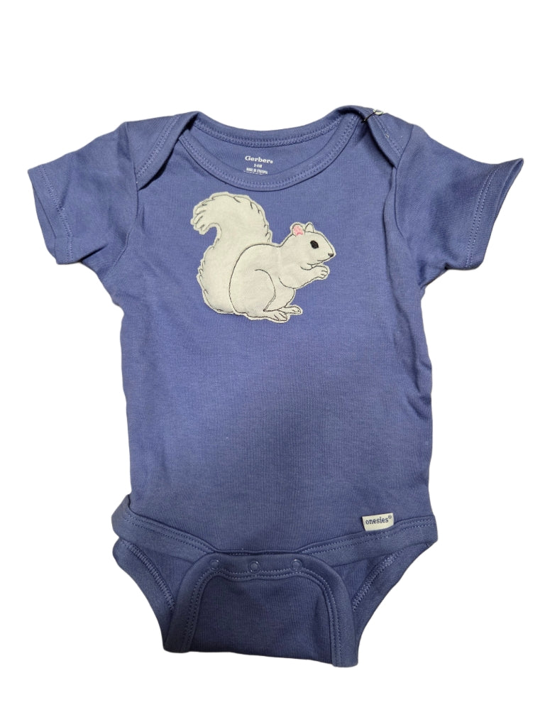 T-Shirt - Baby - Onesie with Individual Appliqued White Squirrel in Various Colors