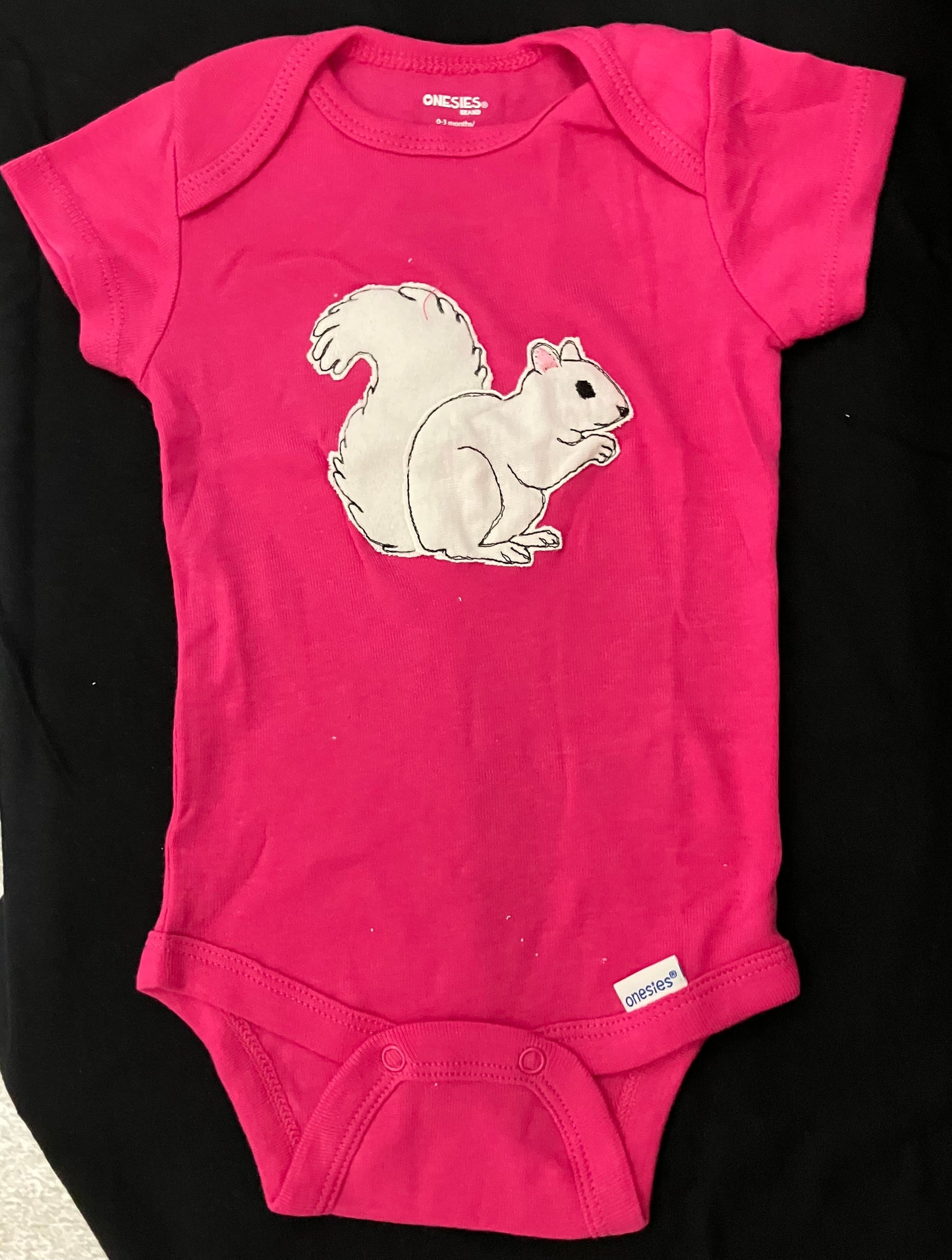 T-Shirt - Baby - Onesie with Individual Appliqued White Squirrel in Various Colors
