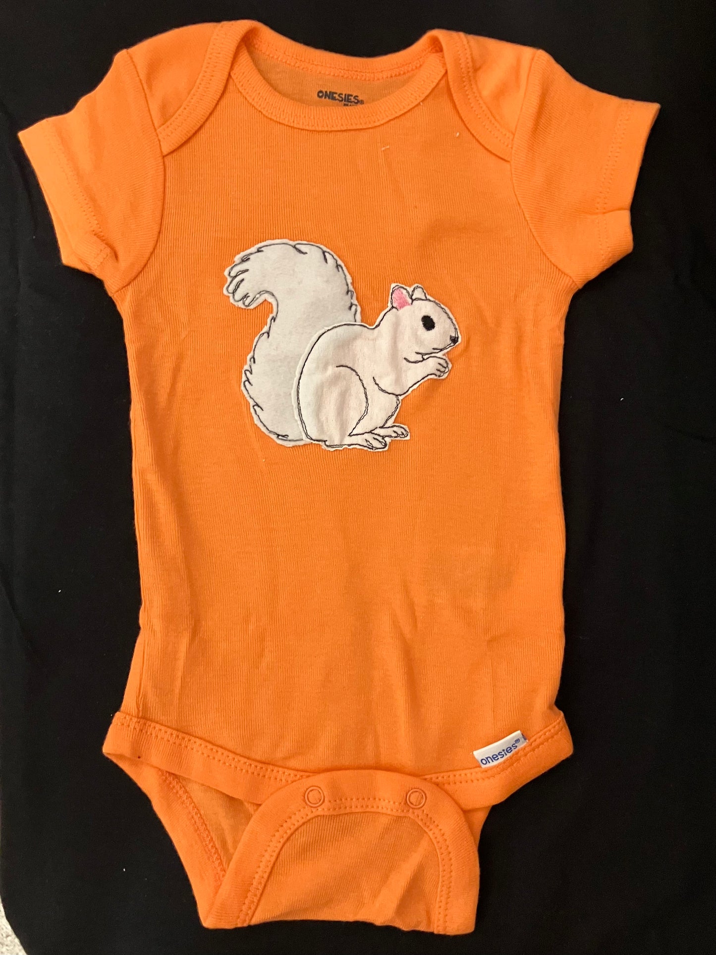 T-Shirt - Baby - Onesie with Individual Appliqued White Squirrel in Various Colors