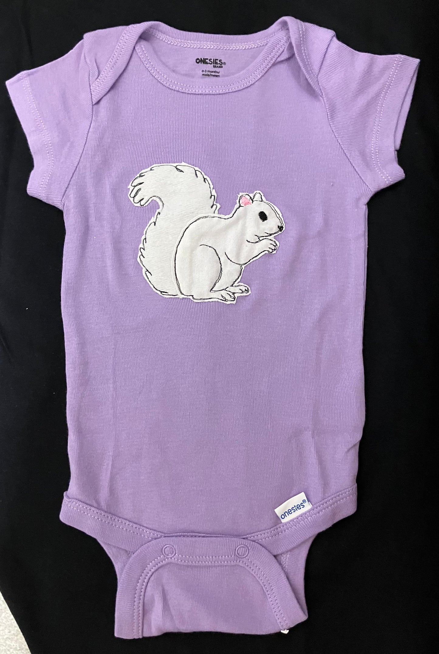 T-Shirt - Baby - Onesie with Individual Appliqued White Squirrel in Various Colors