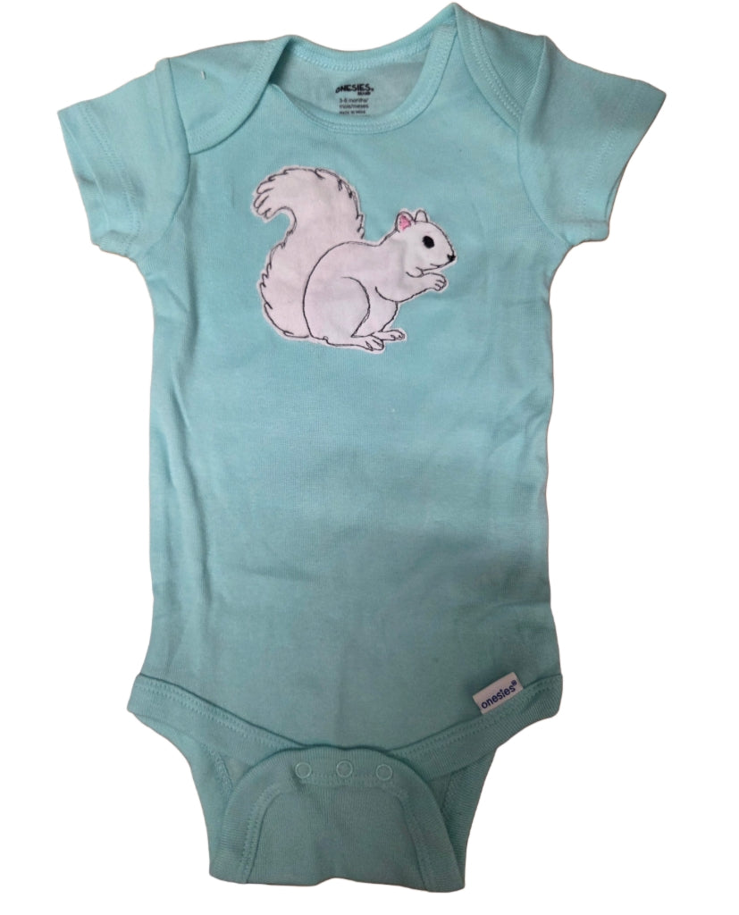 T-Shirt - Baby - Onesie with Individual Appliqued White Squirrel in Various Colors