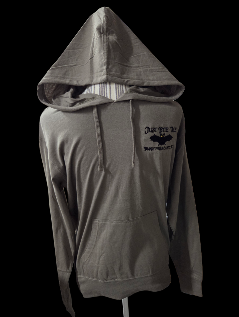 Long sleeve hooded Just Bite Me Tee in Olive