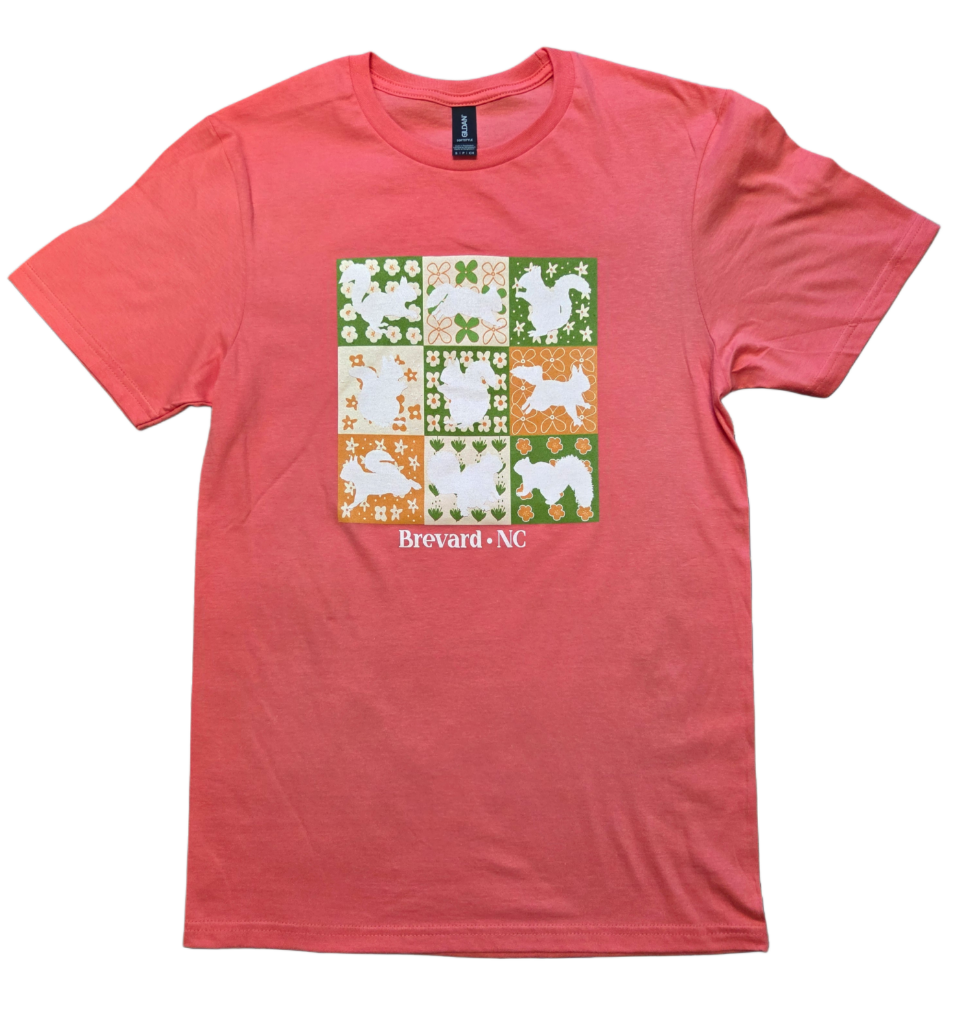 T-Shirt - Adult - 9 Squares with White Squirrels in Different Poses | Brevard NC