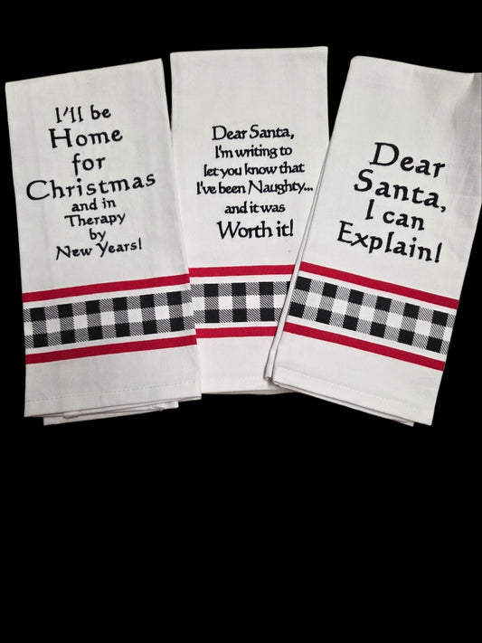 Towel - Christmas - Embroidered Bistro Towels with Funny Quotes