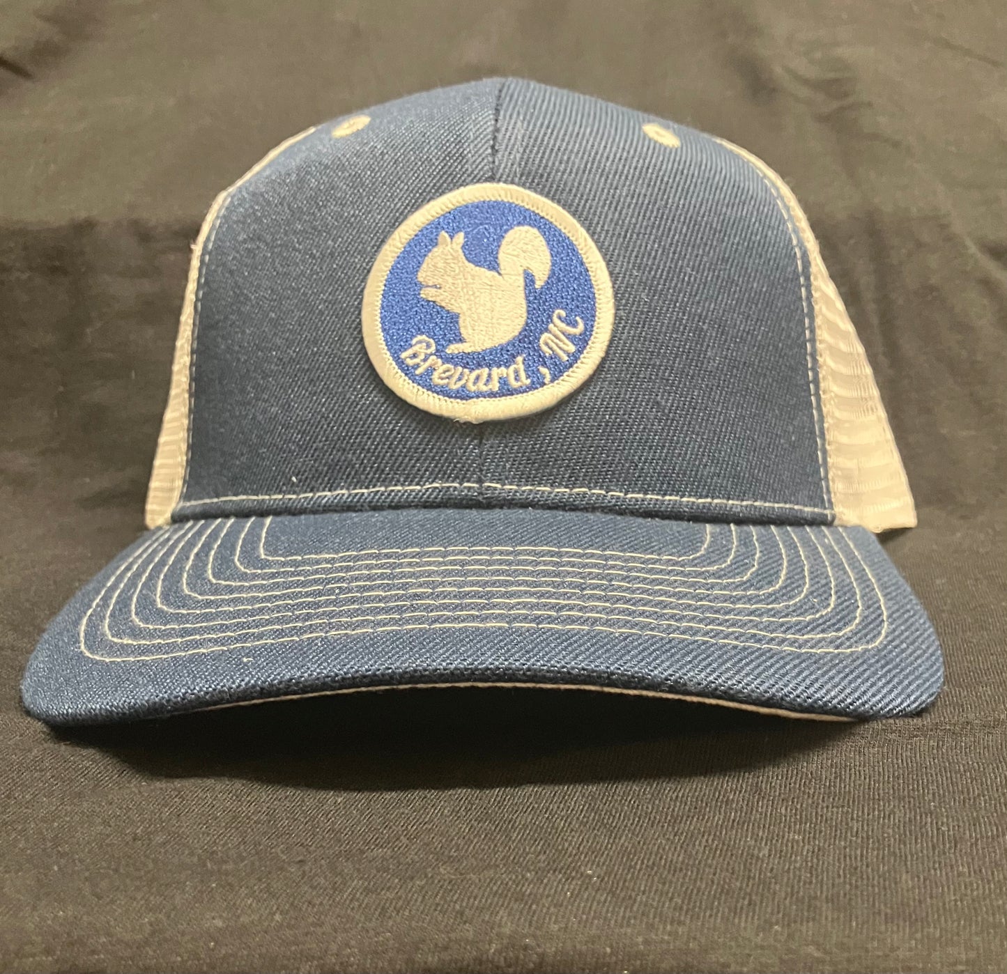 Trucker Hats - Royal Blue Patch with White Squirrel - Structured with Mesh Snap Back
