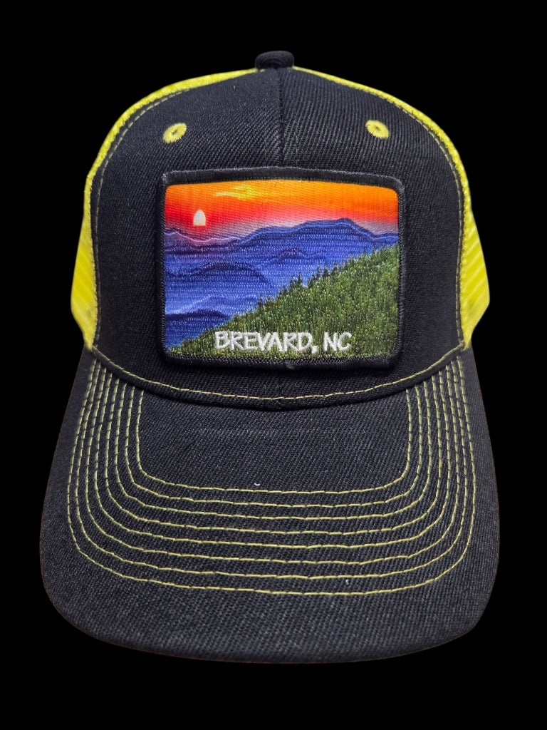 Trucker Hats - Structured with Mesh Snap Back with Various Patches of White Squirrels and Brevard, NC