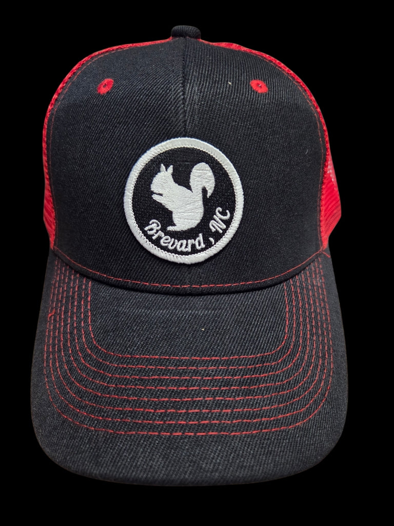 Trucker Hats - Structured with Mesh Snap Back with Various Patches of White Squirrels and Brevard, NC