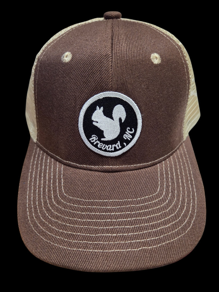 Trucker Hats - Structured with Mesh Snap Back with Various Patches of White Squirrels and Brevard, NC