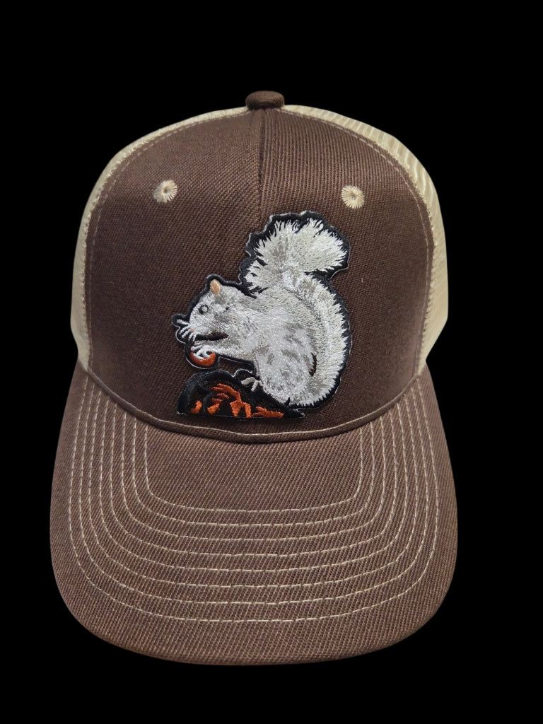 Trucker Hats - Structured with Mesh Snap Back with Various Patches of White Squirrels and Brevard, NC