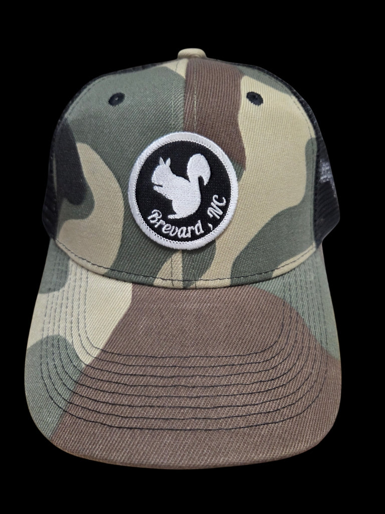 Trucker Hats - Structured with Mesh Snap Back with Various Patches of White Squirrels and Brevard, NC