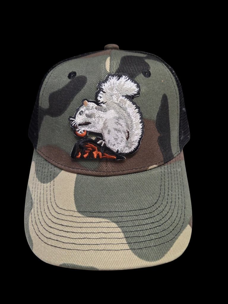 Trucker Hats - Structured with Mesh Snap Back with Various Patches of White Squirrels and Brevard, NC