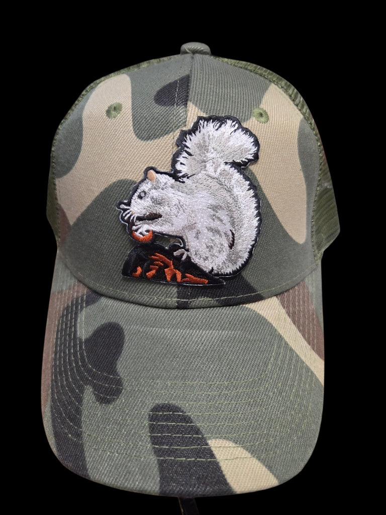 Trucker Hats - Structured with Mesh Snap Back with Various Patches of White Squirrels and Brevard, NC