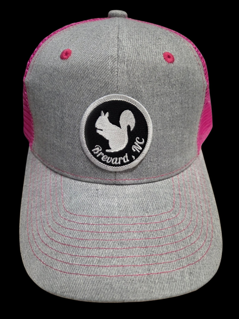 Trucker Hats - Structured with Mesh Snap Back with Various Patches of White Squirrels and Brevard, NC