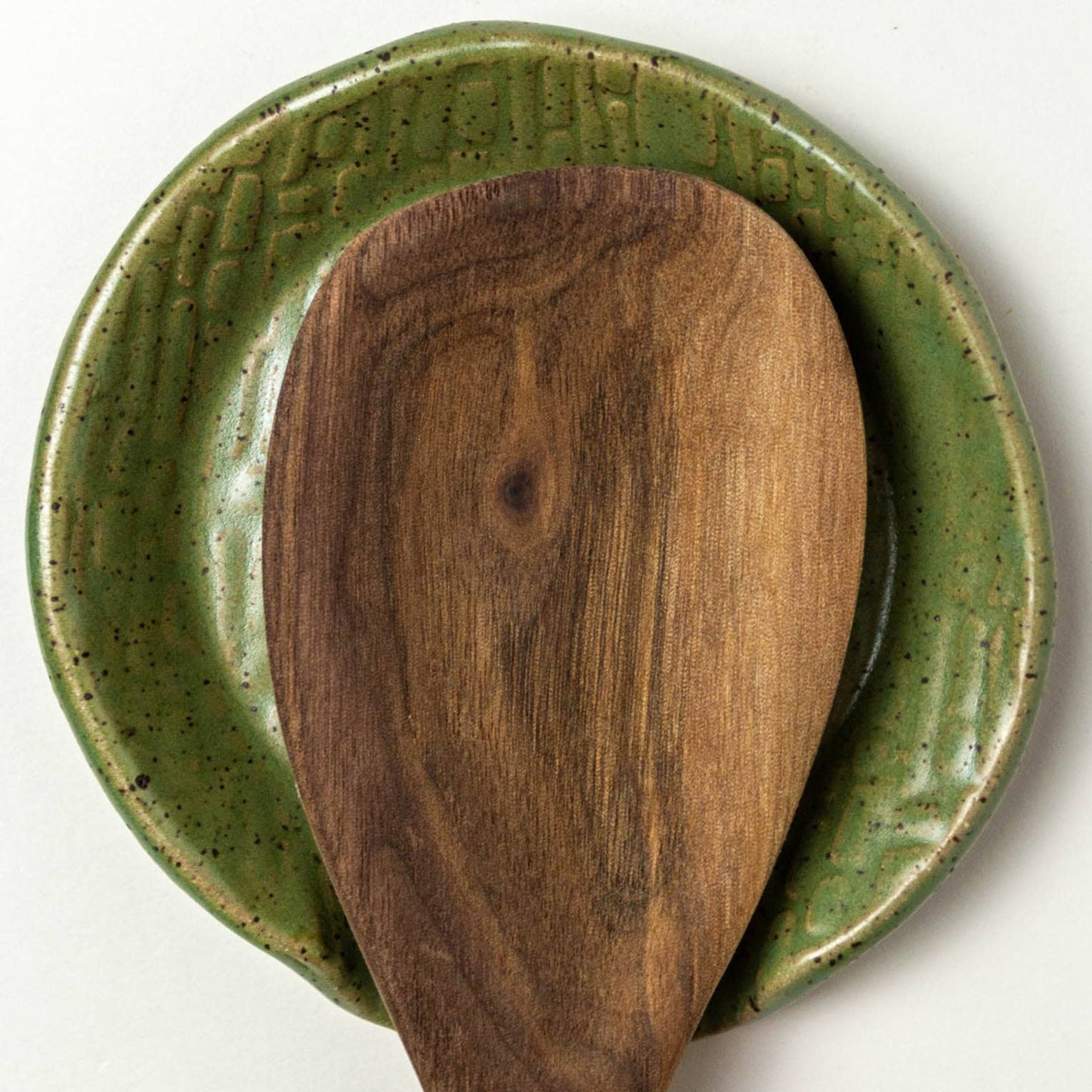 White Squirrel Handmade Ceramic Green Spoon Rest