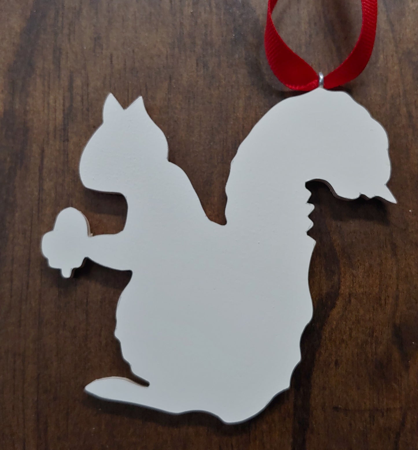 Ornament - Laser Cut Wood - Santa Squirrel - Hand Painted