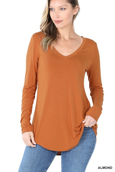 Clothing - Top - For Ladies -  Premium Luxe Rayon Long Sleeve V-Neck