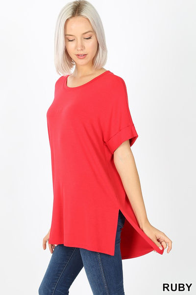 Clothing - Relaxed Fit Rolled Short Sleeve Round Neck Tee