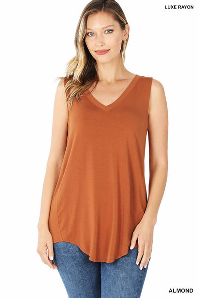 Clothing - Sleeveless Top - V-Neck in Luxe Rayon - Regular Sizes S thru XL