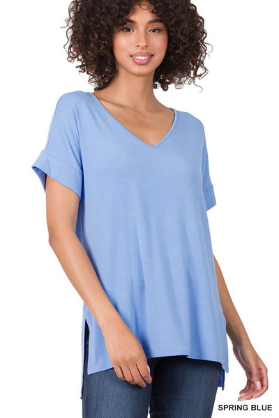 Clothing - Tencel Modal Short Sleeve V-Neck Top in Regular Sizes