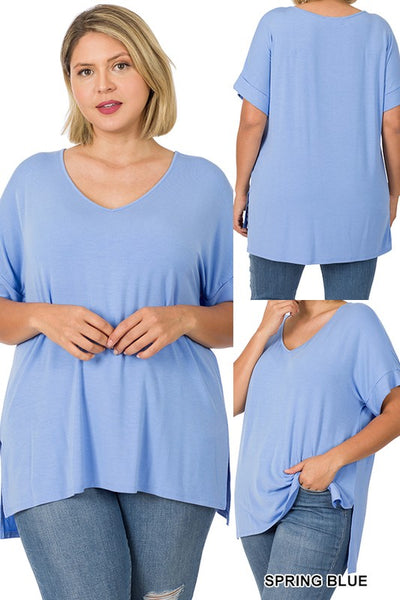 Clothing - Tencel Modal Short Sleeve V-Neck Top in Plus Sizes