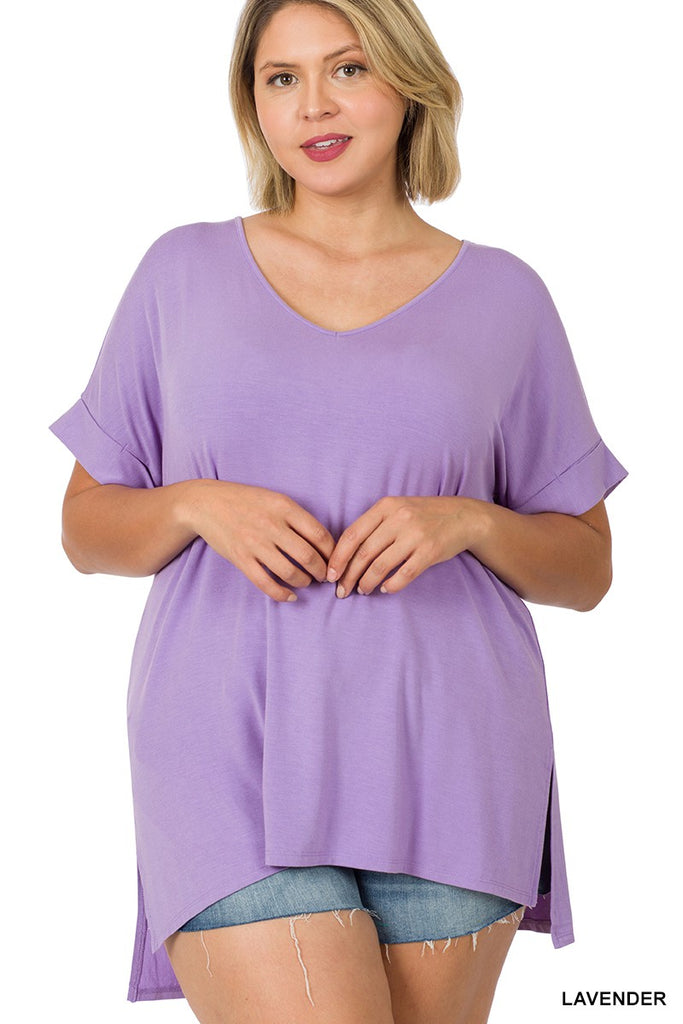 Clothing - Tencel Modal Short Sleeve V-Neck Top in Plus Sizes